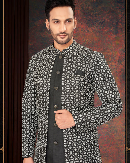 Black Mens Designer Indo Western