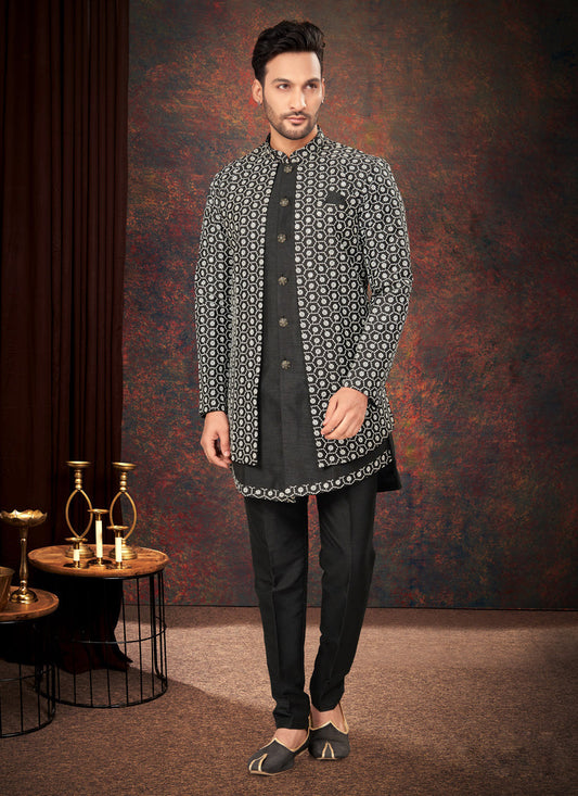 Black Mens Designer Indo Western