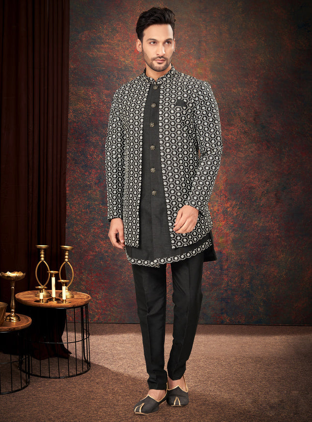 Black Mens Designer Indo Western