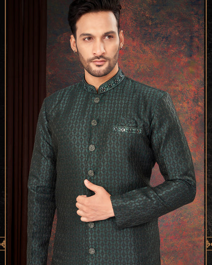 Bottle Green Mens Designer Indo Western