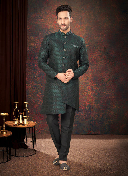 Bottle Green Mens Designer Indo Western