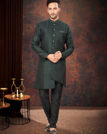 Bottle Green Mens Designer Indo Western