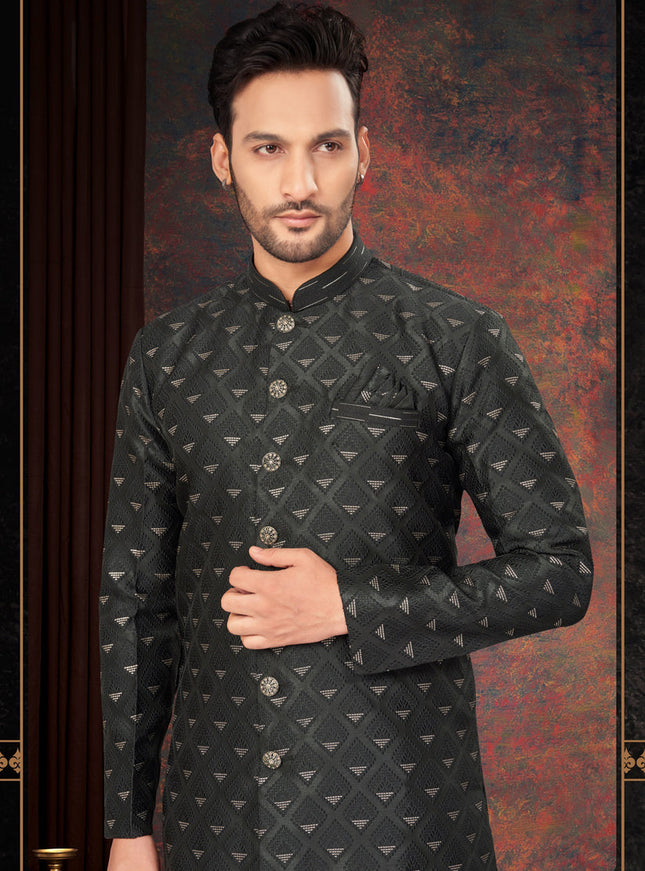 Black Mens Designer Indo Western
