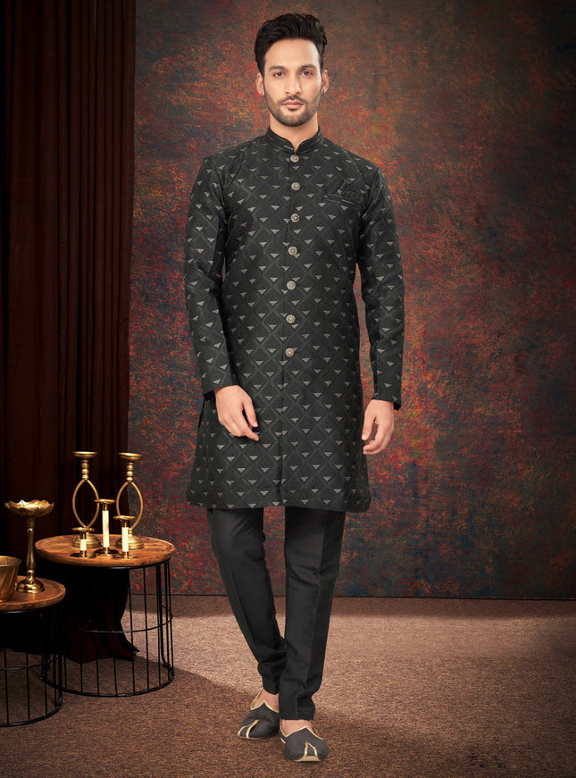 Black Mens Designer Indo Western