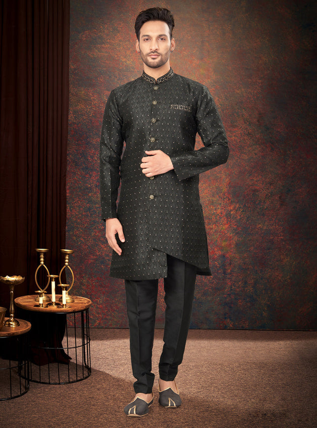 Black Mens Designer Indo Western