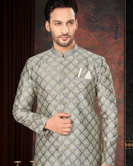 Grey Mens Designer Indo Western