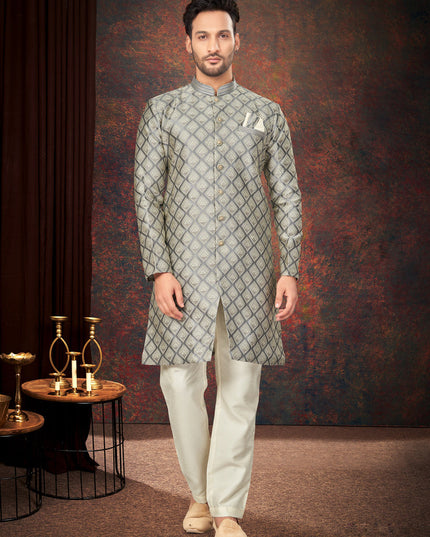 Grey Mens Designer Indo Western