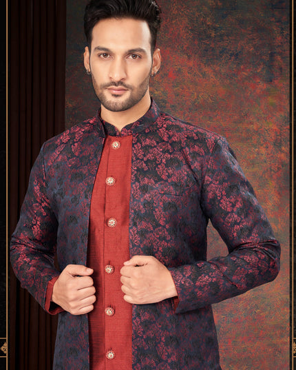 Maroon Mens Designer Indo Western