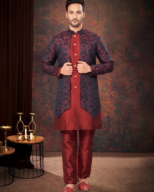Maroon Mens Designer Indo Western