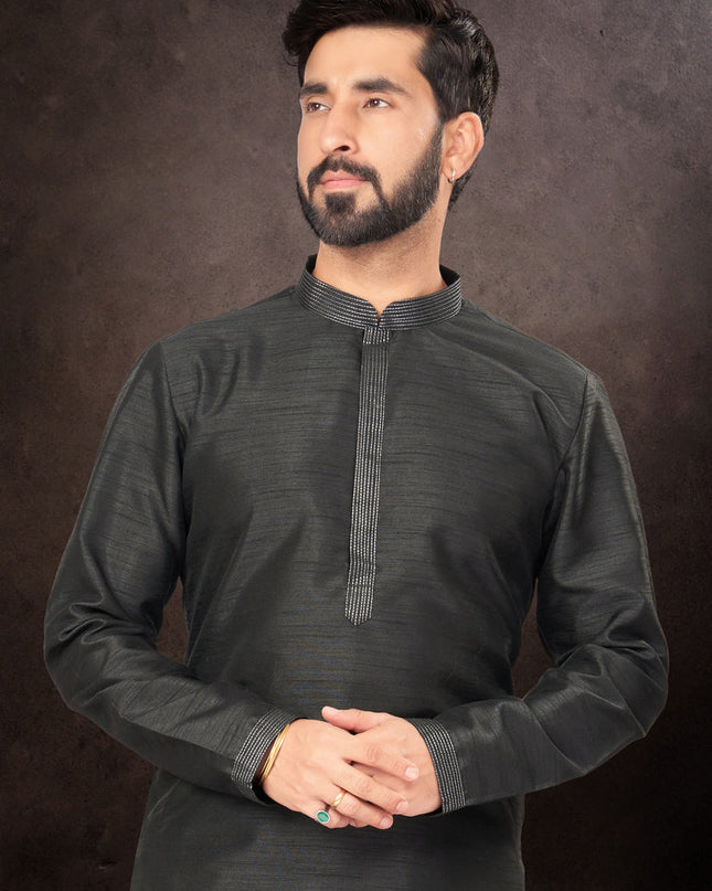 Black Mens Kurta Pajama Set