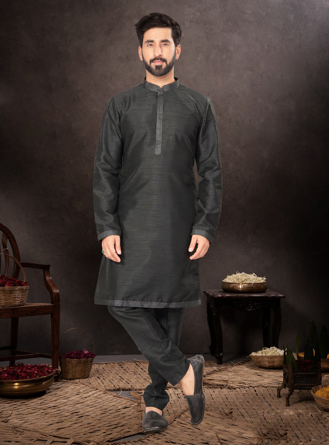 Black Mens Kurta Pajama Set