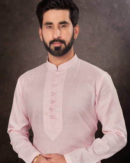 Light Pink Mens Kurta Pajama Set