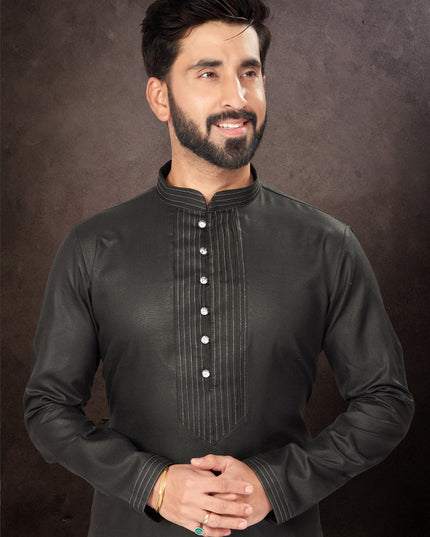 Black Mens Kurta Pajama Set