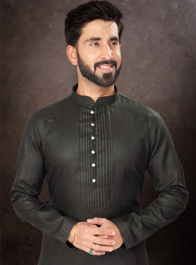 Black Mens Kurta Pajama Set