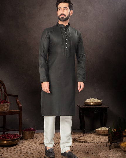 Black Mens Kurta Pajama Set