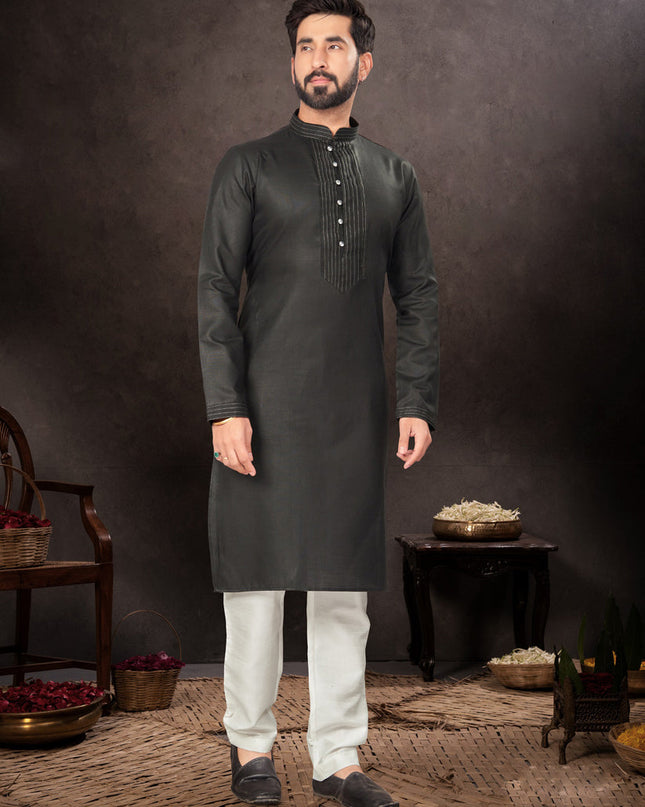 Black Mens Kurta Pajama Set
