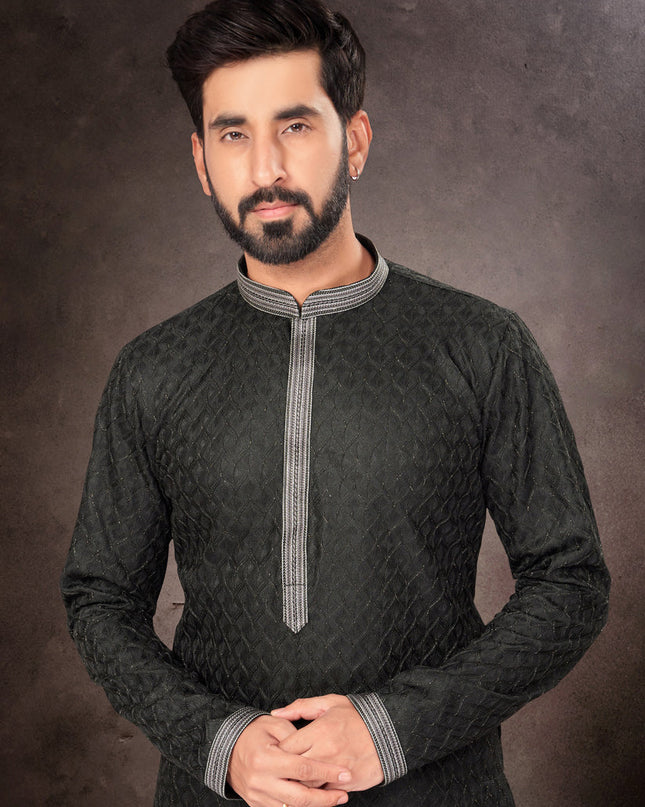 Black Mens Kurta Pajama Set