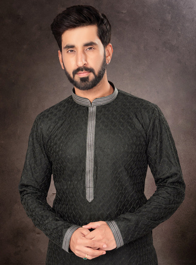 Black Mens Kurta Pajama Set