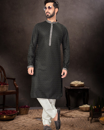 Black Mens Kurta Pajama Set