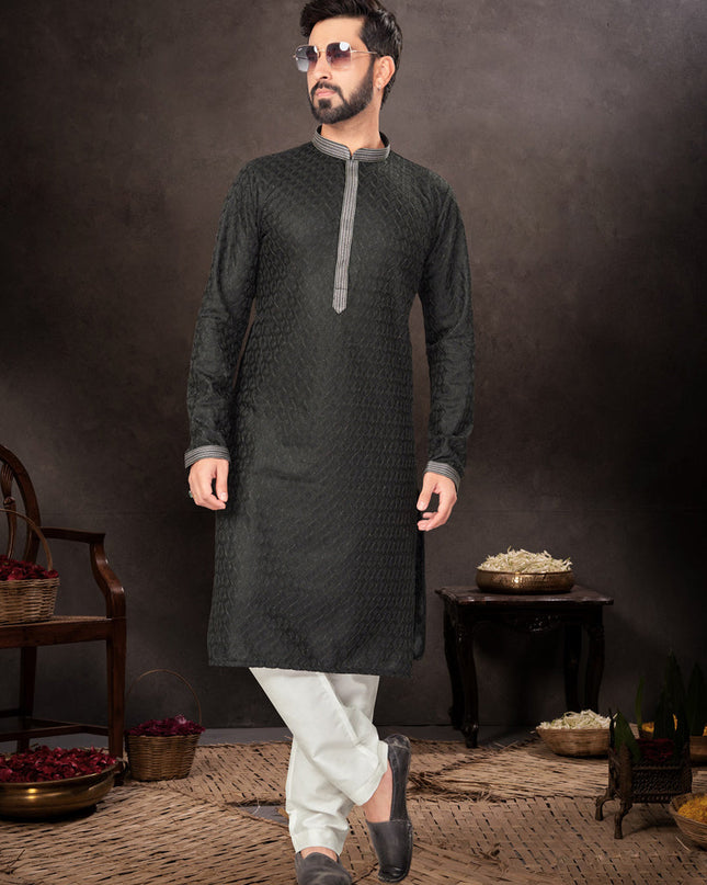 Black Mens Kurta Pajama Set
