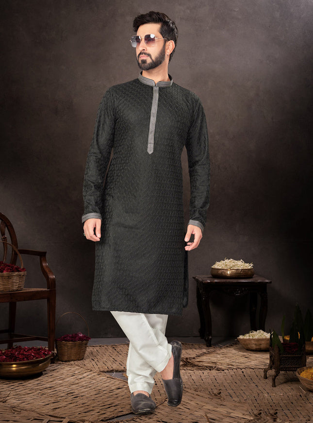 Black Mens Kurta Pajama Set
