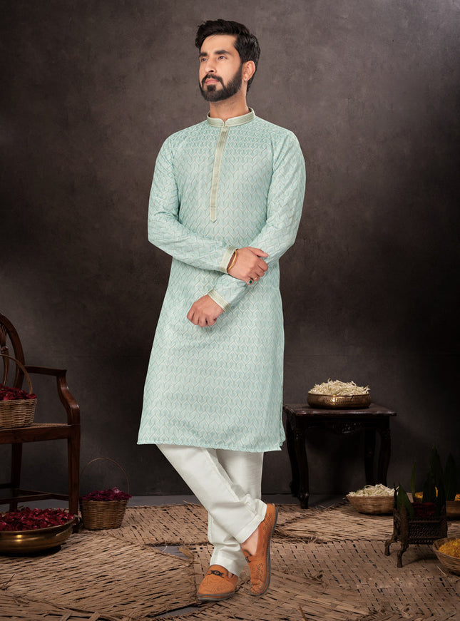 Sky Blue Mens Kurta Pajama Set