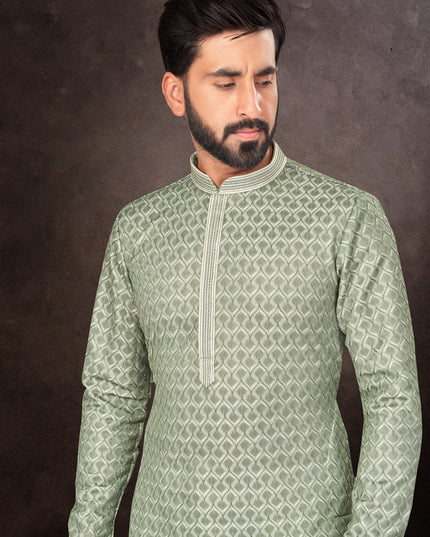 Green Mens Kurta Pajama Set