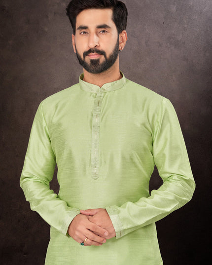Parrot Green Mens Kurta Pajama Set