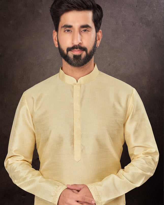 Cream Mens Kurta Pajama Set