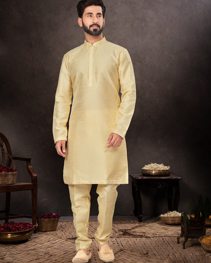 Cream Mens Kurta Pajama Set