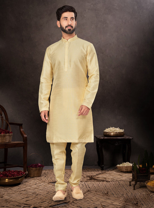 Cream Mens Kurta Pajama Set