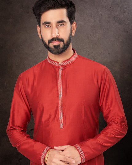 Maroon Mens Kurta Pajama Set