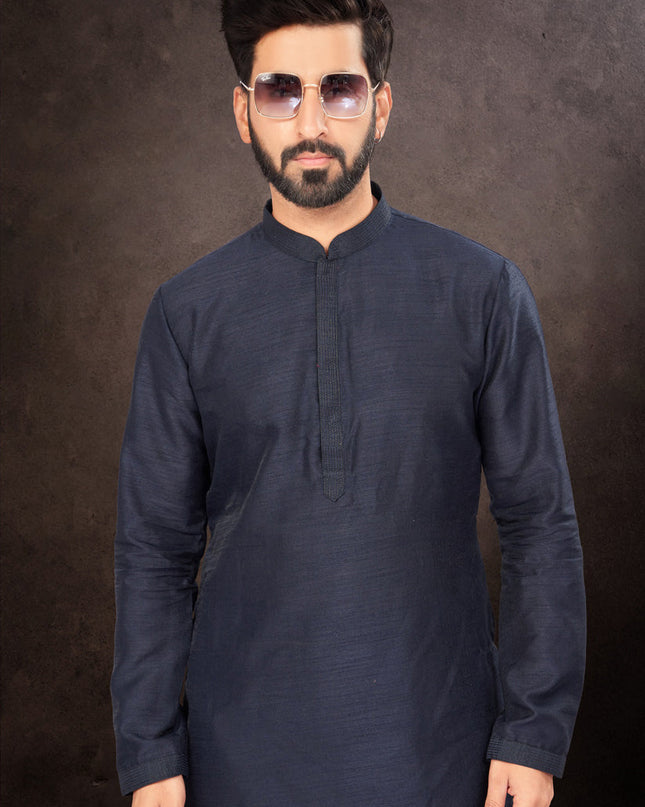 Navy Blue Mens Kurta Pajama Set