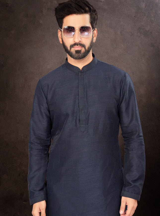 Navy Blue Mens Kurta Pajama Set