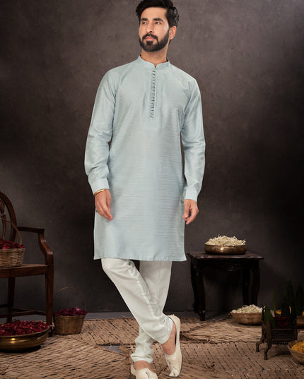 Ice Blue Mens Kurta Pajama Set