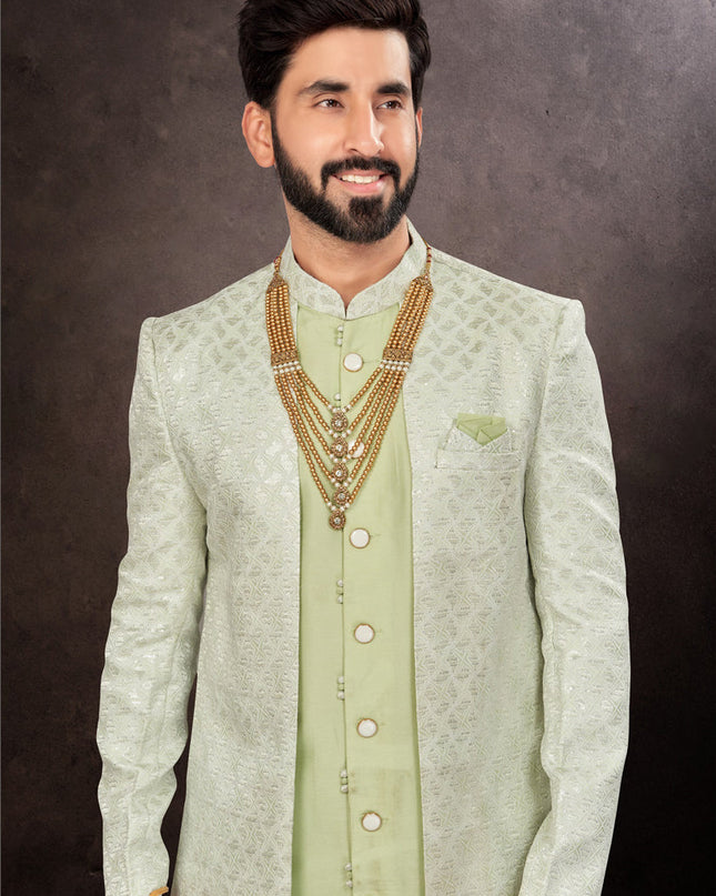 Pista Green Mens Designer Indo Western