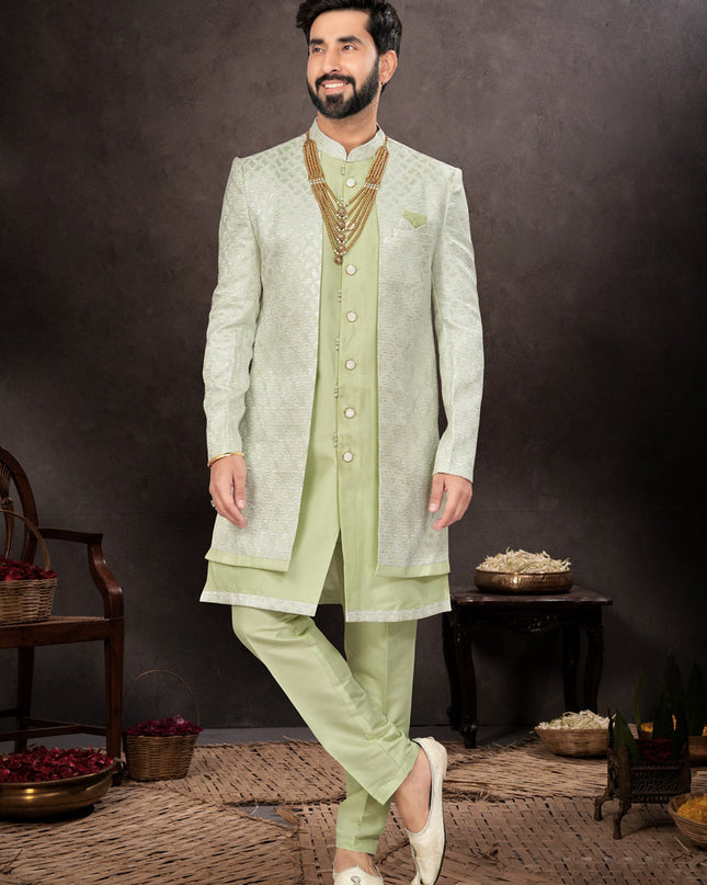 Pista Green Mens Designer Indo Western