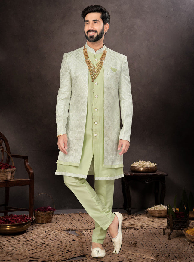 Pista Green Mens Designer Indo Western