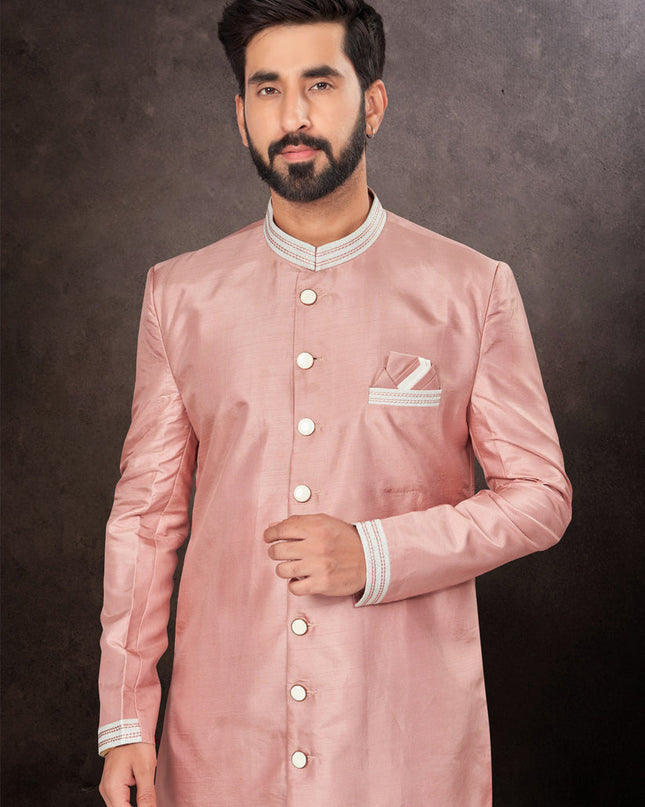 Peach Mens Designer Indo Western