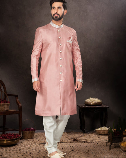 Peach Mens Designer Indo Western