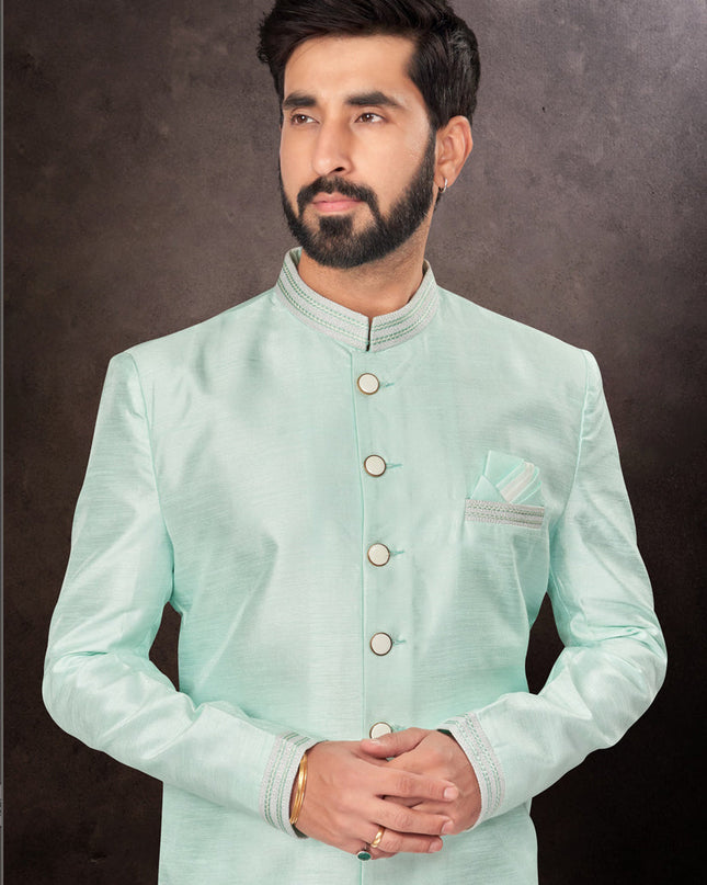 Mint Green Mens Designer Indo Western