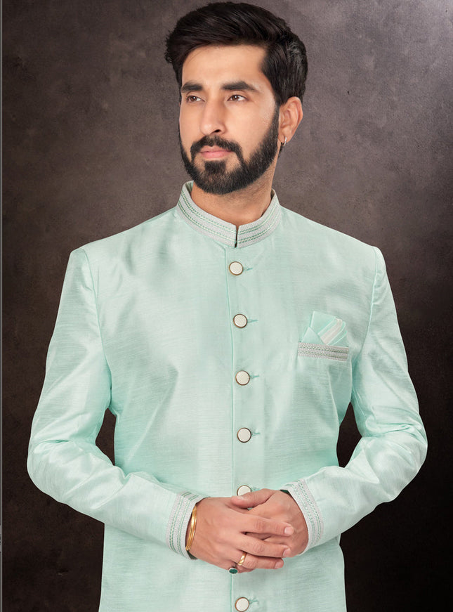 Mint Green Mens Designer Indo Western