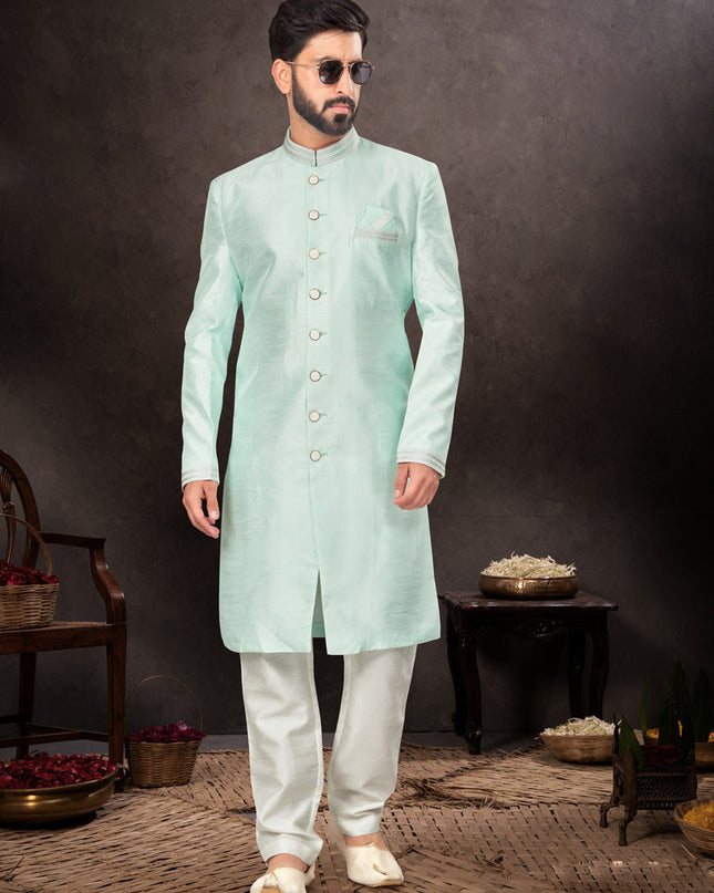Mint Green Mens Designer Indo Western