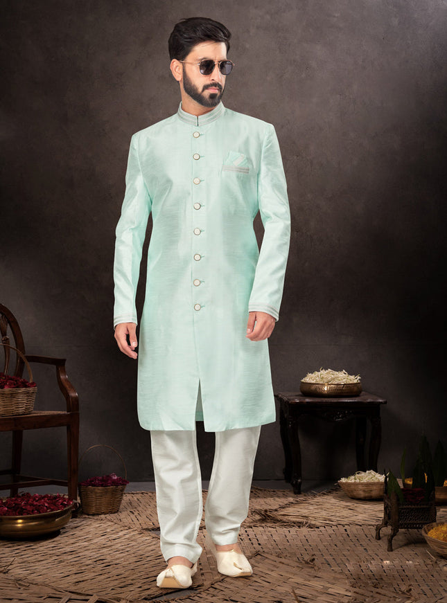 Mint Green Mens Designer Indo Western