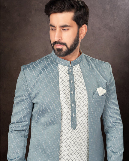 Pastel Blue Mens Designer Indo Western