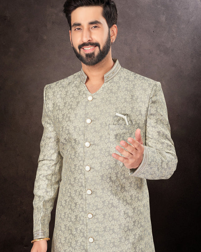 Grey Mens Designer Indo Western