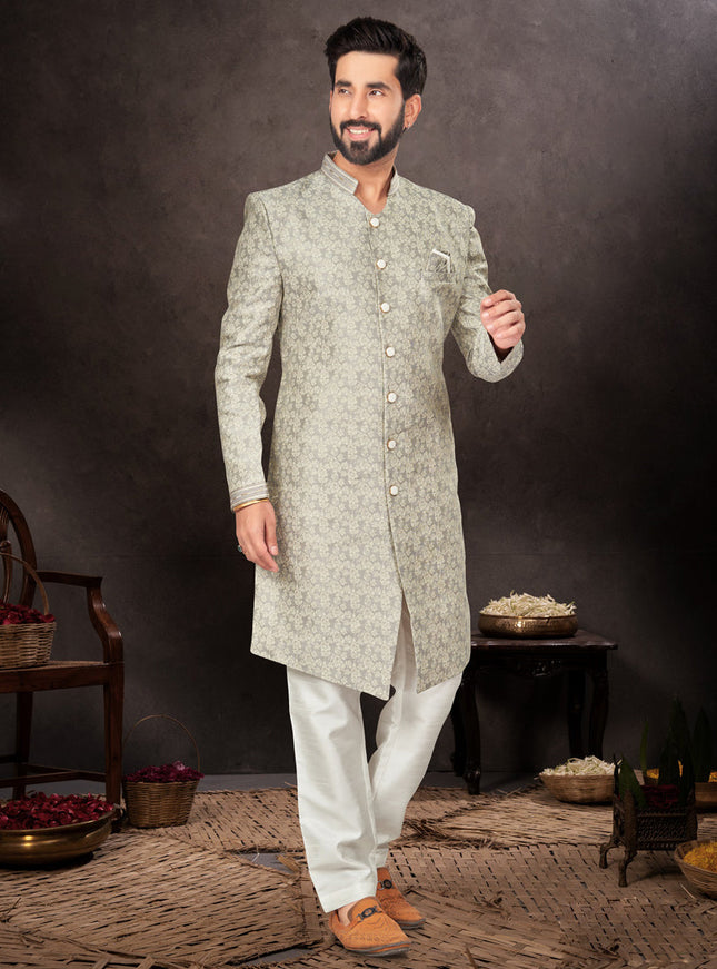 Grey Mens Designer Indo Western