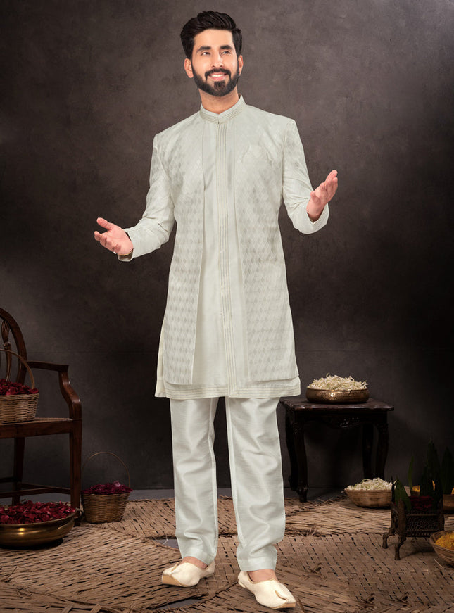 Off White Mens Designer Indo Western