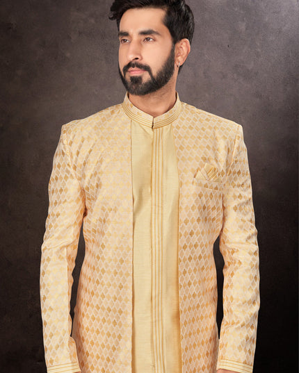 Yellow Mens Designer Indo Western