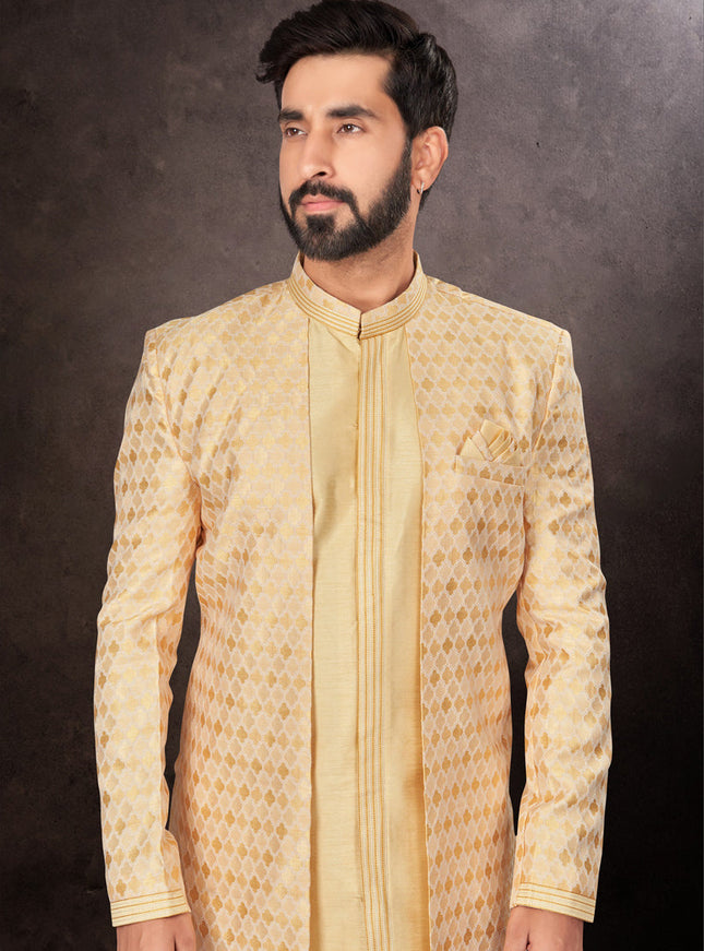 Yellow Mens Designer Indo Western